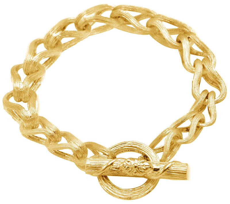 Ariva Sterling Silver & 14K Gold Clad TexturedLink Bracelet — View 2