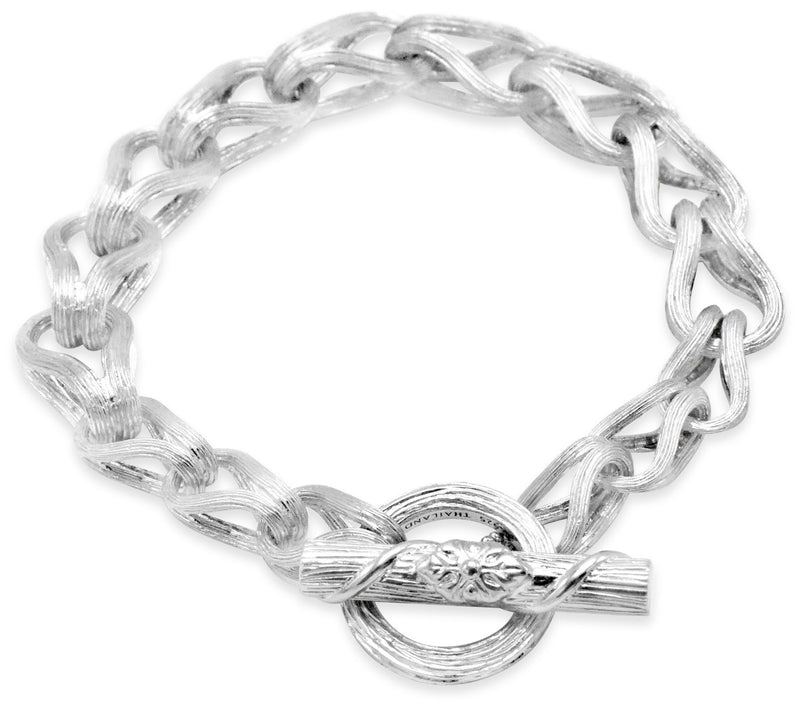 Ariva Sterling Silver Textured Link Bracelet — Main view