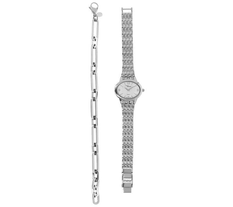 Steel by Design Paperclip Bracelet & Stampato Watch Set — View 4