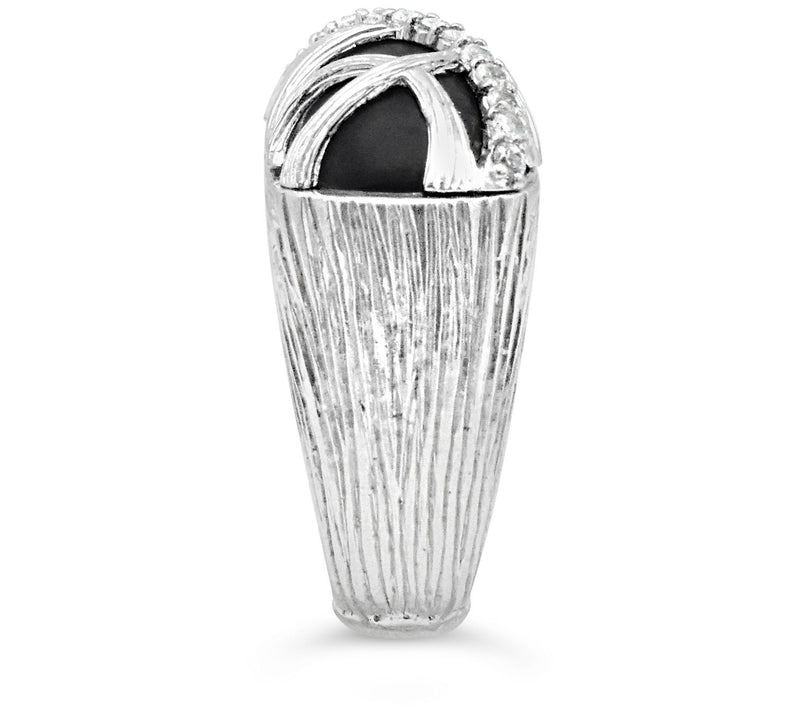 Ariva Sterling Silver Black Onyx & White Sapphi re Ring — View 2