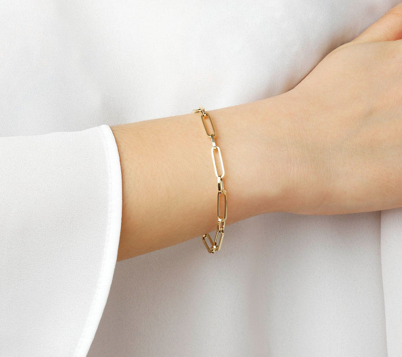 Italian Gold 8" Paperclip Bracelet, 10K 1.8g — View 5