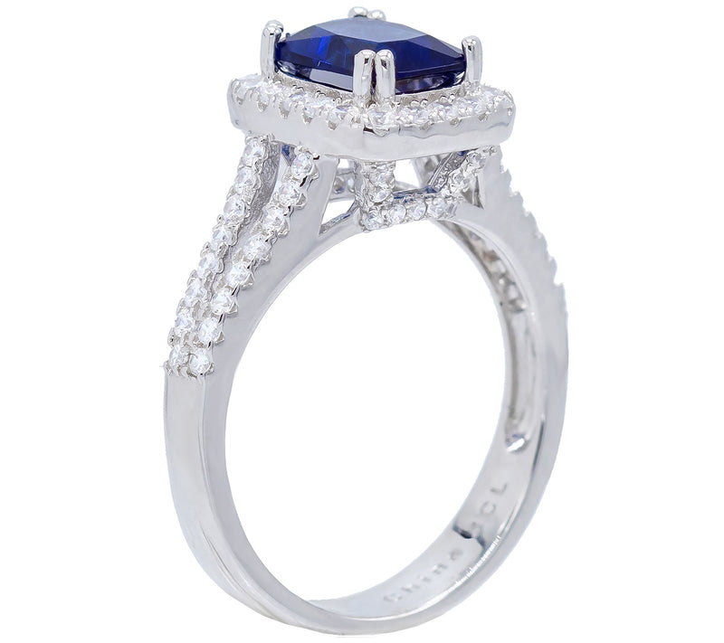 Diamonique 2.80 cttw Halo Engagement Ring, Sterling Silver — View 8