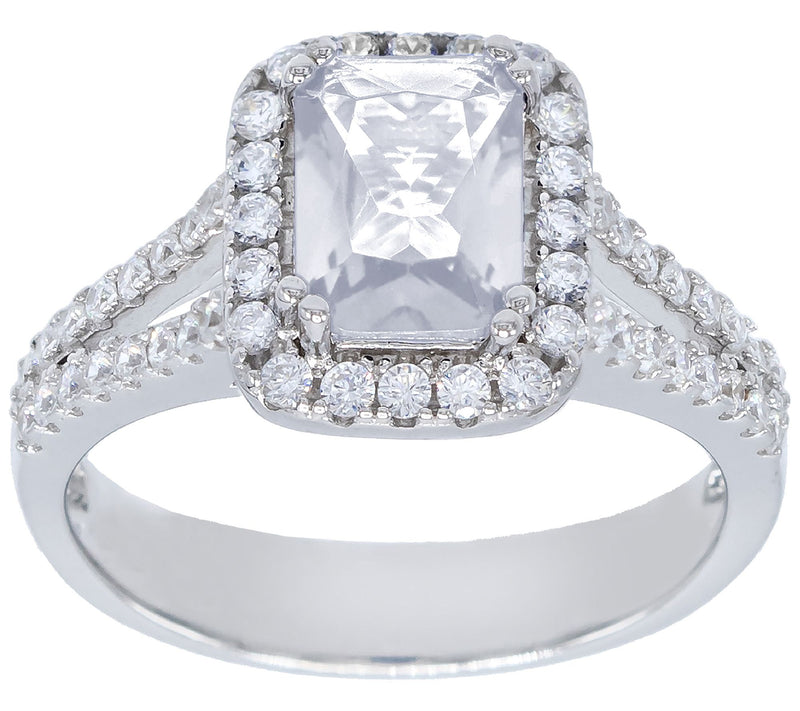 Diamonique 2.80 cttw Halo Engagement Ring, Sterling Silver — View 5