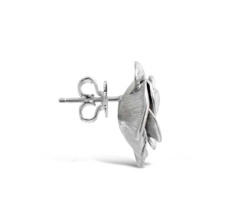 Ariva Sterling Silver Textured Flower Stud Ear rings — View 6