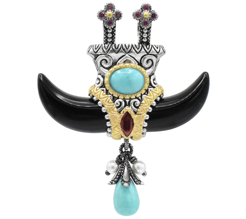 Barbara Bixby Sterling Silver & 18K Gold DoubleHorn Pendant — View 3