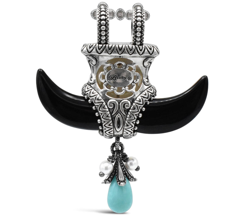 Barbara Bixby Sterling Silver & 18K Gold DoubleHorn Pendant — View 5