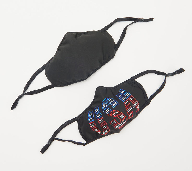 Diamonique Set of 2 Sparkle & Solid Face Coverings — View 6
