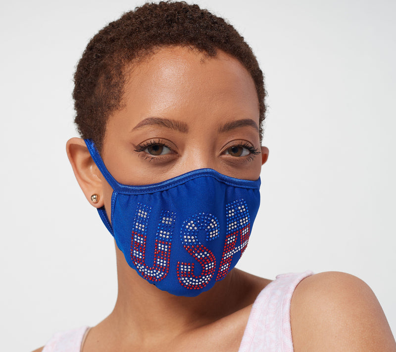Diamonique Set of 2 Sparkle & Solid Face Coverings — View 2