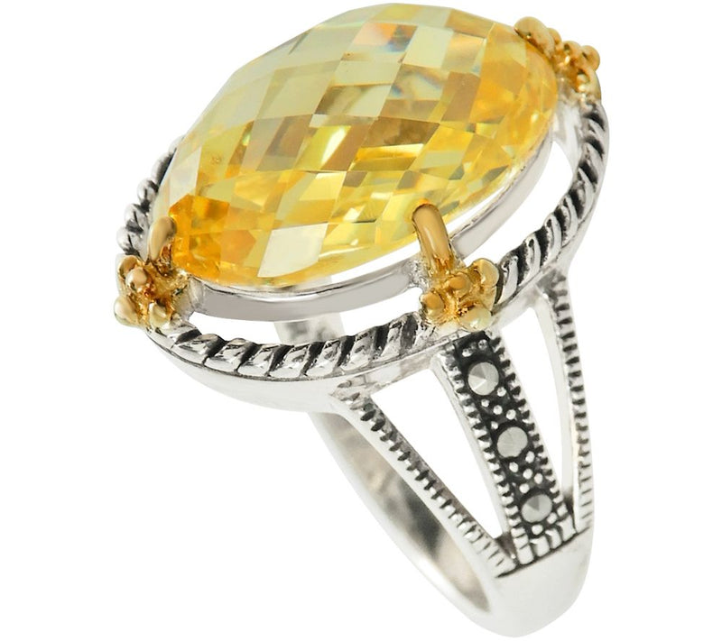 Suspicion Sterling Canary Cubic Zirconia & Marcasite Ring — View 4