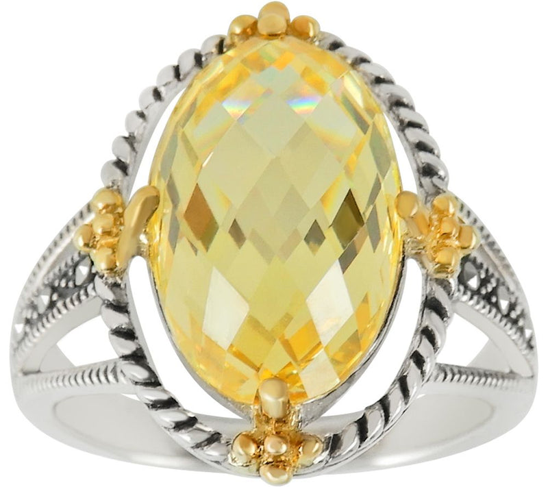 Suspicion Sterling Canary Cubic Zirconia & Marcasite Ring — Main view