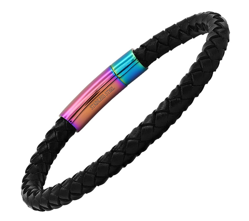 Steel by Design Leather Rainbow Clasp Bracelet — View 4