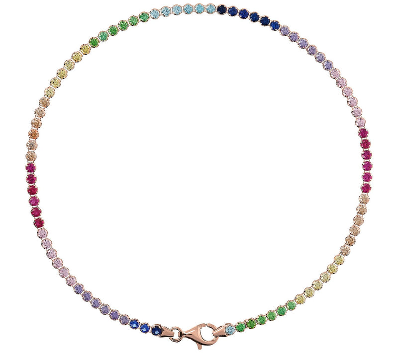 Diamonique Rainbow Tennis Ankle Bracelet, Sterl ing Silver — View 5