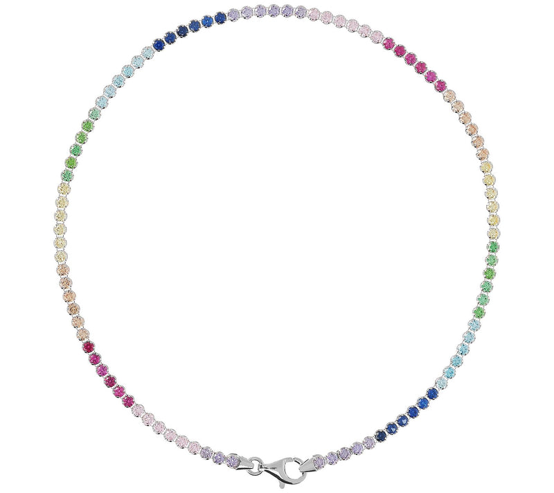 Diamonique Rainbow Tennis Ankle Bracelet, Sterl ing Silver — View 7