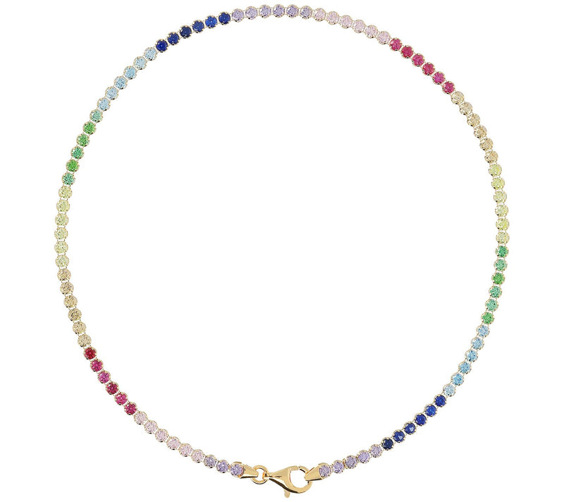 Diamonique Rainbow Tennis Ankle Bracelet, Sterl ing Silver — Main view