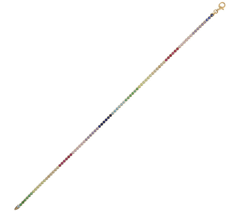 Diamonique Rainbow Tennis Ankle Bracelet, Sterl ing Silver — View 10