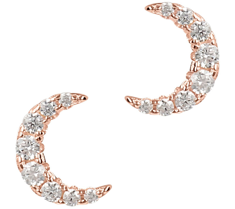 Diamonique Crescent Moon Stud Earrings, Sterlin g Silver — View 5