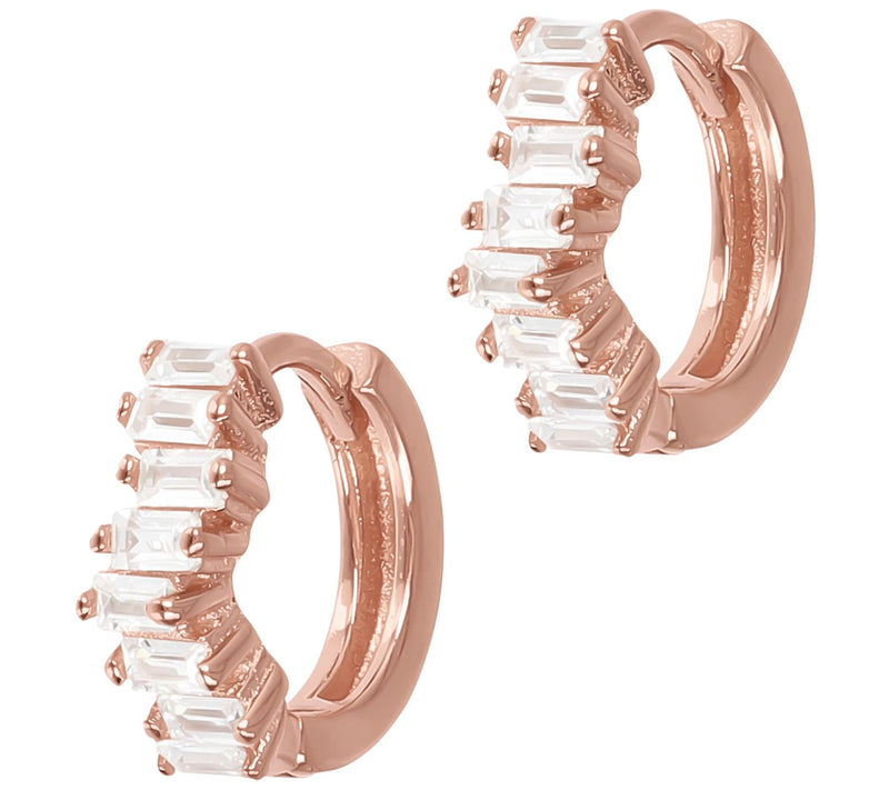 Diamonique 1 cttw Baguette Hoop Earrings, Sterl ing Silver — View 5