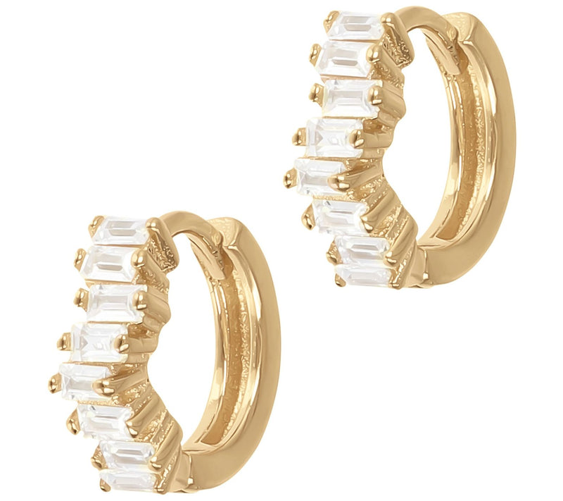 Diamonique 1 cttw Baguette Hoop Earrings, Sterl ing Silver — View 7