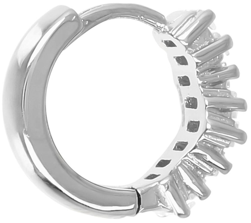 Diamonique 1 cttw Baguette Hoop Earrings, Sterl ing Silver — View 8