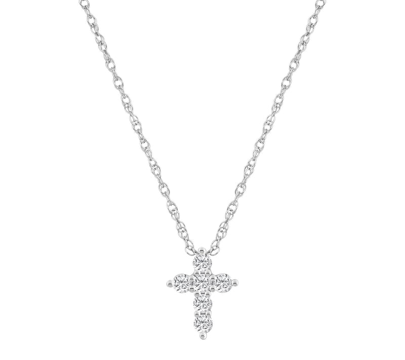 Affinity 0.25 cttw Diamond Cross Pendant w/Chain, 14K Gold — View 3