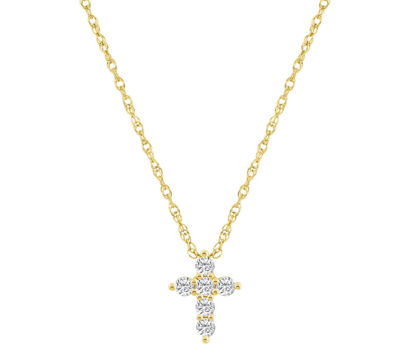 Affinity 0.25 cttw Diamond Cross Pendant w/Chain, 14K Gold — View 5