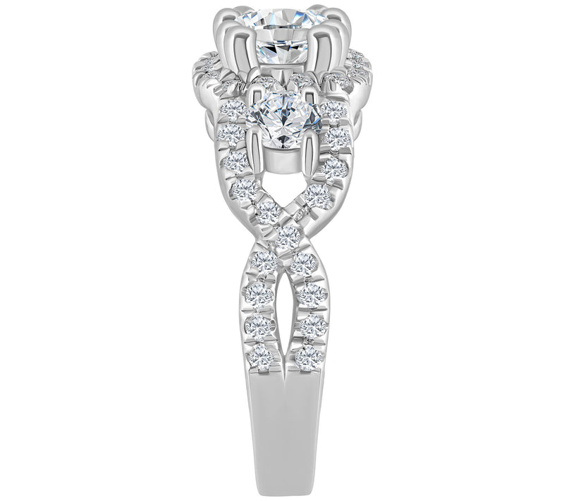 Affinity 1.40 cttw Diamond Halo 3-Stone Ring, 1 4K Gold — View 7