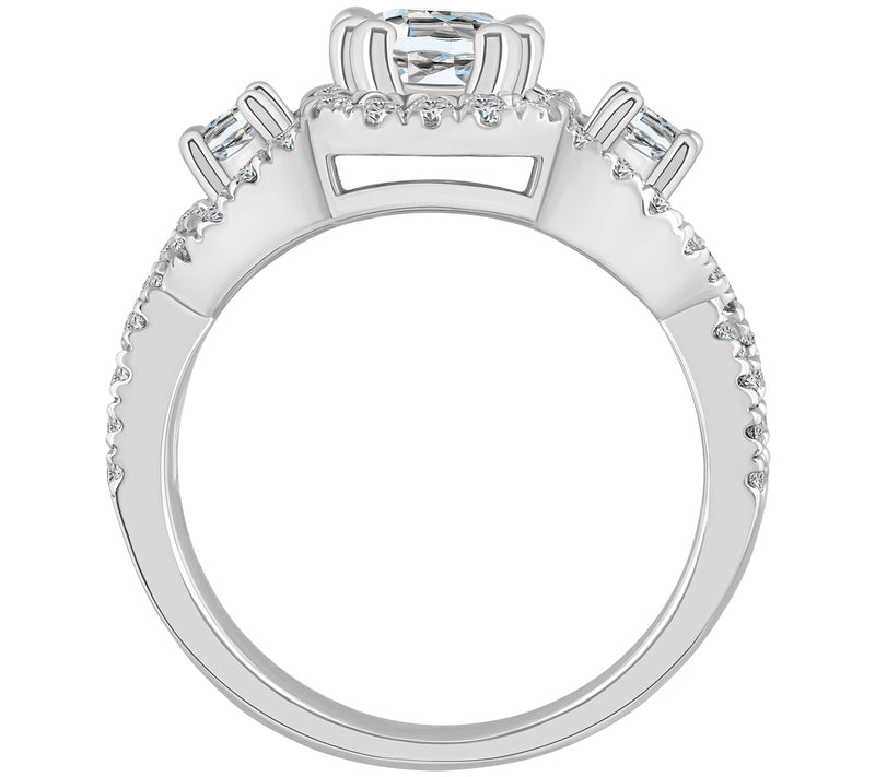 Affinity 1.40 cttw Diamond Halo 3-Stone Ring, 1 4K Gold — View 6