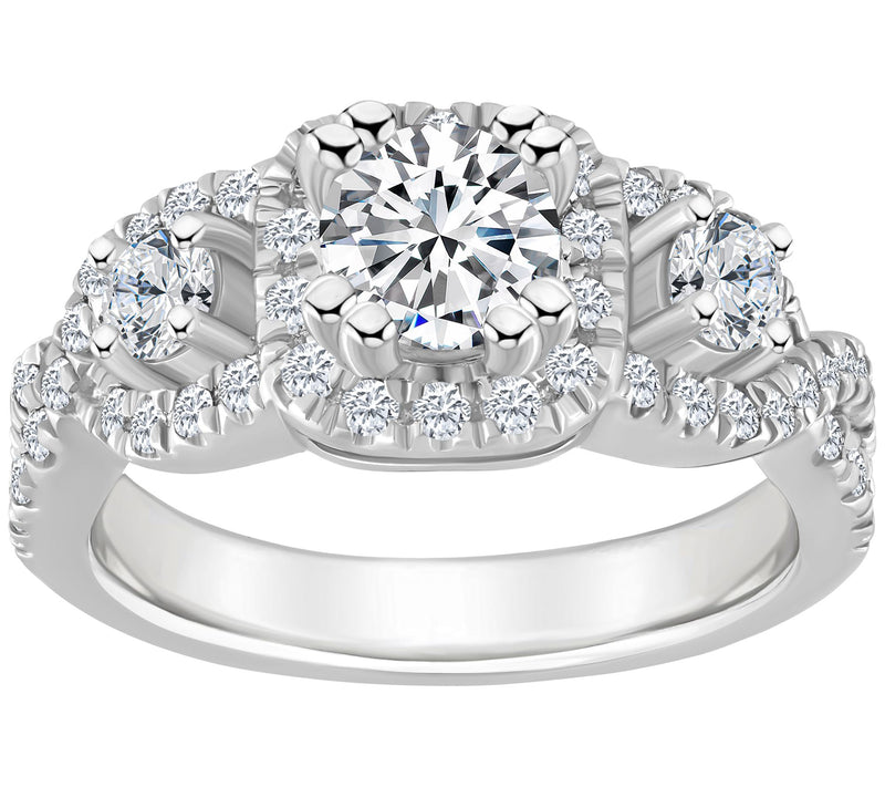 Affinity 1.40 cttw Diamond Halo 3-Stone Ring, 1 4K Gold — Main view
