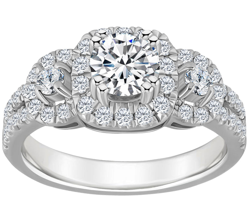 Affinity 1.15 cttw Diamond Halo 3-Stone Ring, 1 4K Gold — View 3