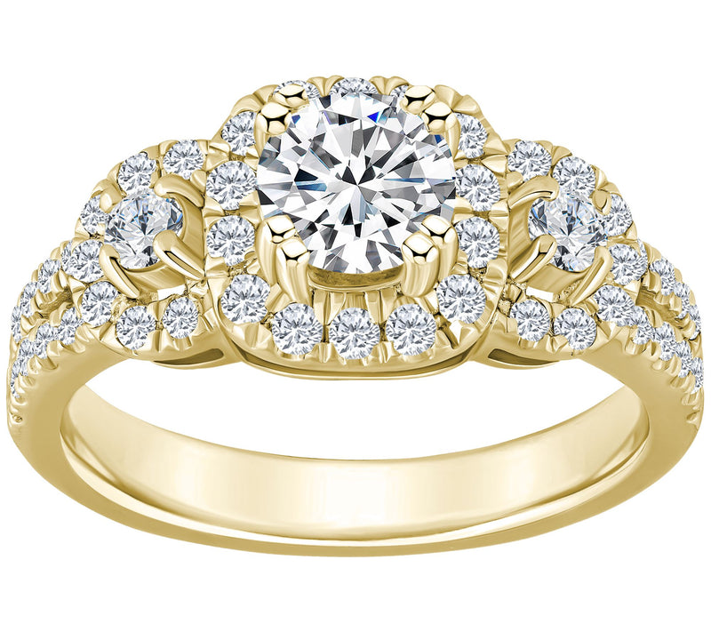 Affinity 1.15 cttw Diamond Halo 3-Stone Ring, 1 4K Gold — View 5