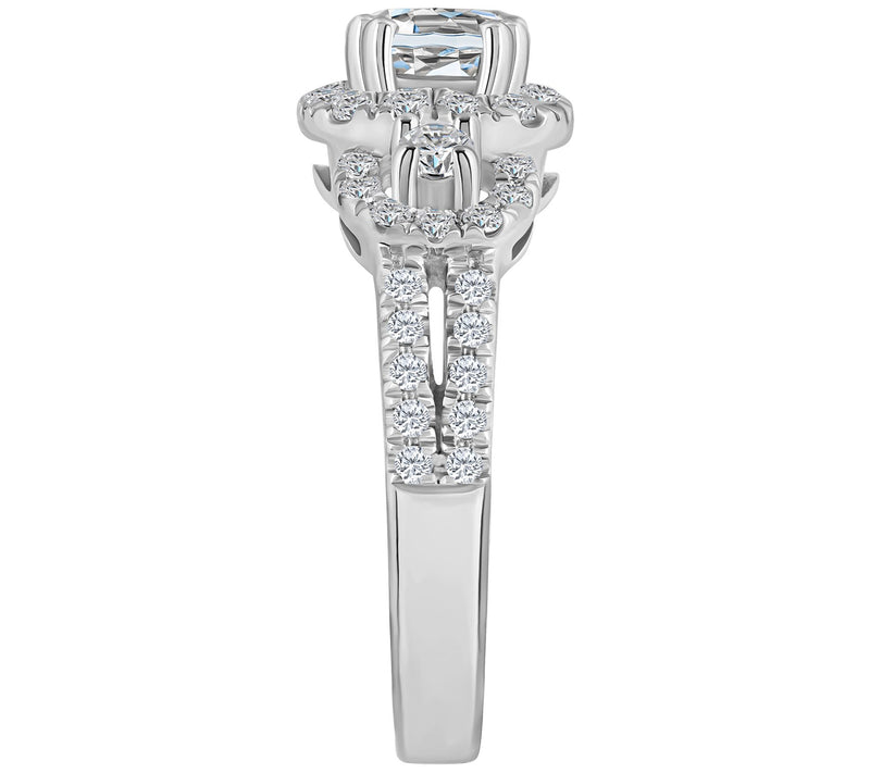 Affinity 1.15 cttw Diamond Halo 3-Stone Ring, 1 4K Gold — View 7