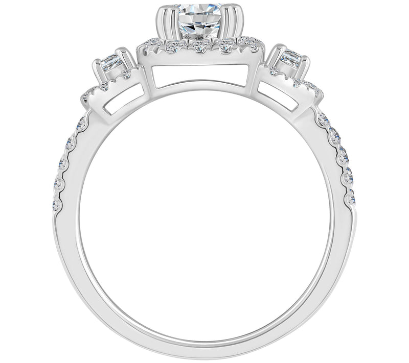 Affinity 1.15 cttw Diamond Halo 3-Stone Ring, 1 4K Gold — View 6