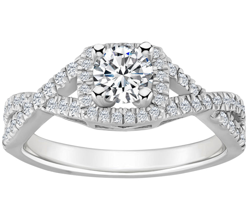 Affinity 0.85 cttw Diamond Halo Engagement Ring , 14K Gold — View 3