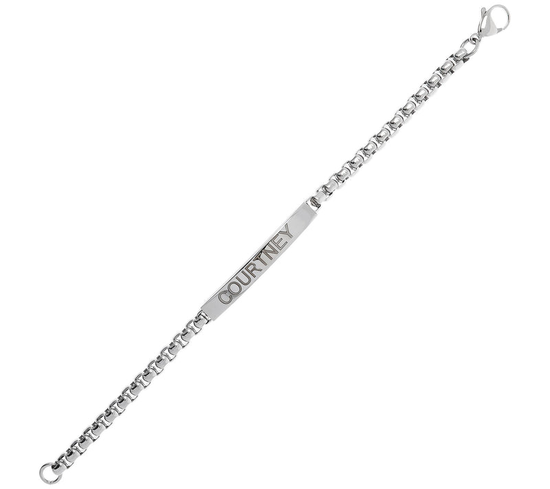Steel by Design Personalized Bold Box Chain Bracelet — View 4