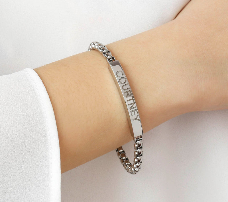Steel by Design Personalized Bold Box Chain Bracelet — View 5