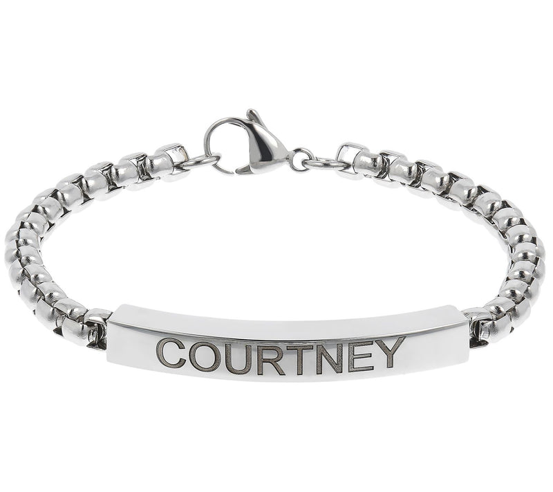 Steel by Design Personalized Bold Box Chain Bracelet — View 3
