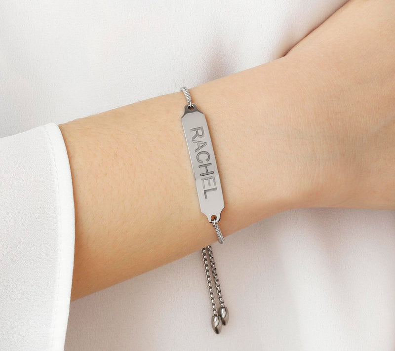 Steel by Design Personalized Polished Adjustabl e Bracelet — View 5