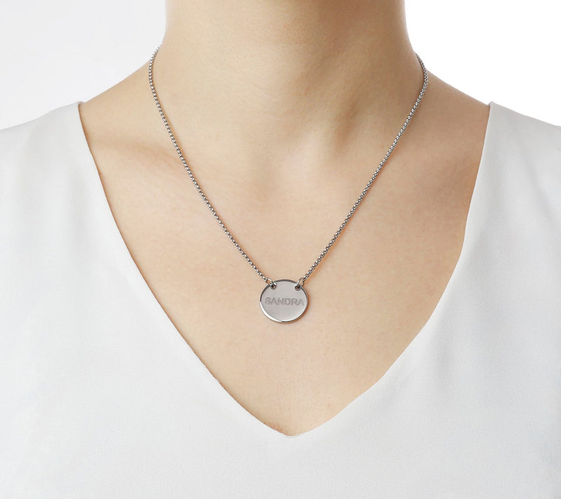 Steel by Design Personalized Disc Necklace — View 5