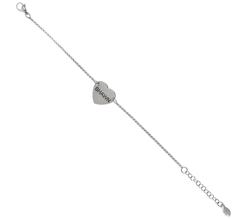 Steel by Design Personalized Heart Charm Adjust able Bracelet — View 4