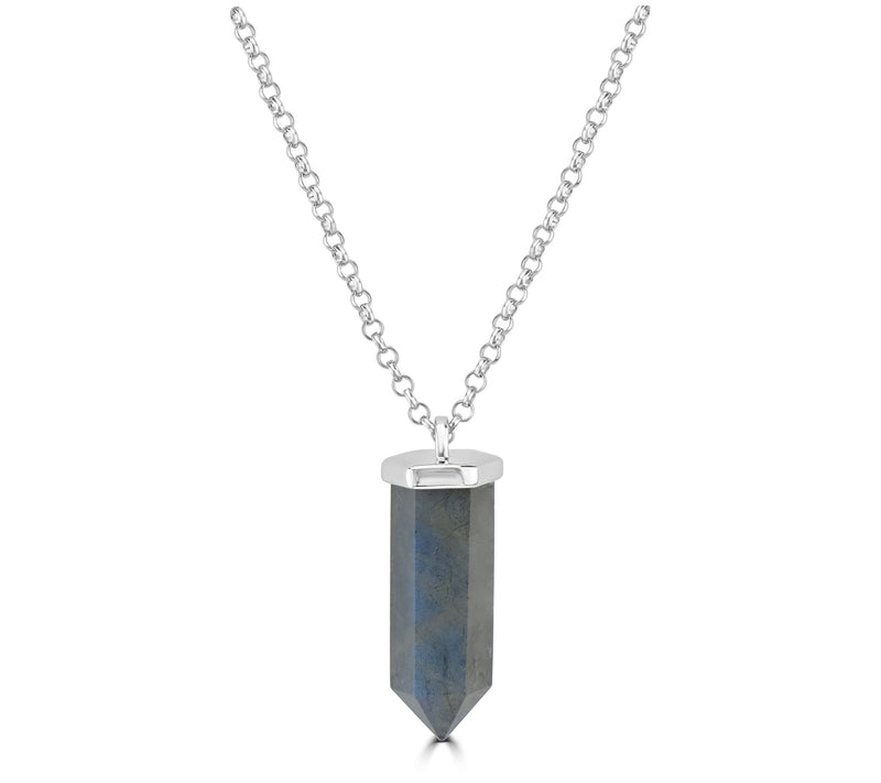 Generation Gems Sterling Silver Multi Faceted Pendant w/ Chain — View 3