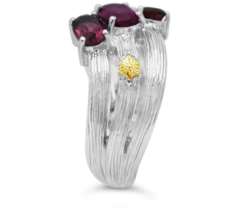 Ariva Sterling Silver 2.15 cttw Rhodolite Wave Ring — View 3