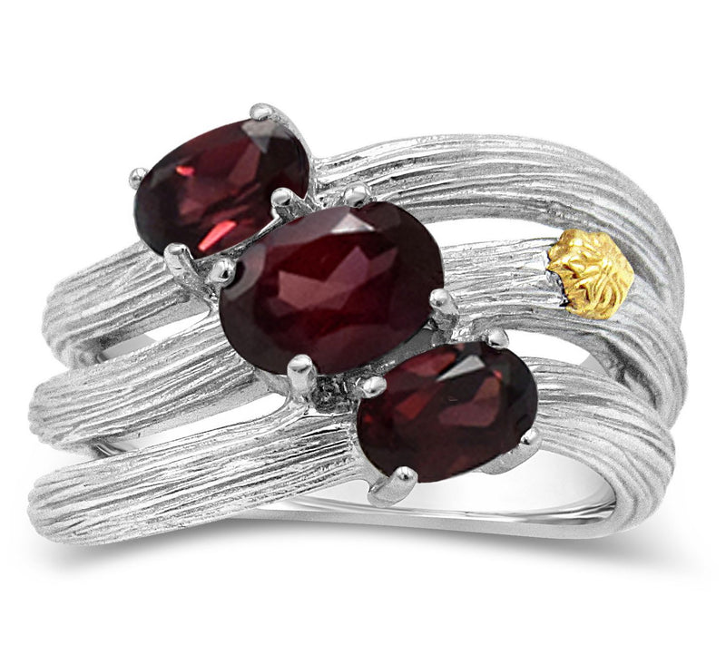 Ariva Sterling Silver 2.15 cttw Rhodolite Wave Ring — Main view