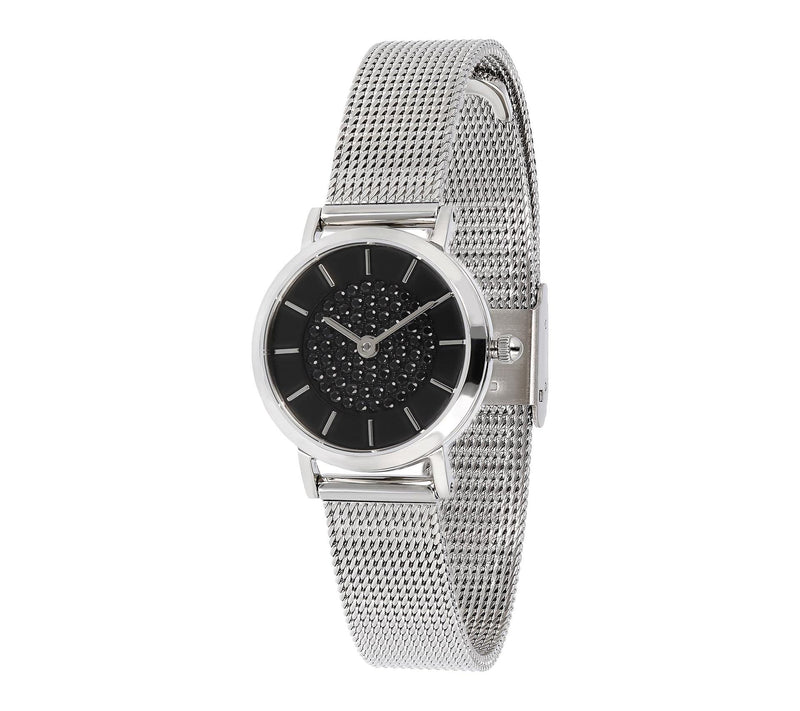 Steel by Design Black Spinel Adjustable Mesh St rap Watch — View 5