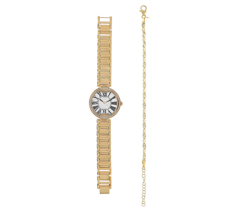 Bronzo Italia Crystal Panther Link Watch & Bracelet Set — View 4