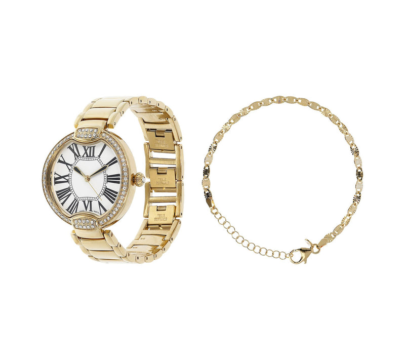 Bronzo Italia Crystal Panther Link Watch & Bracelet Set — View 3