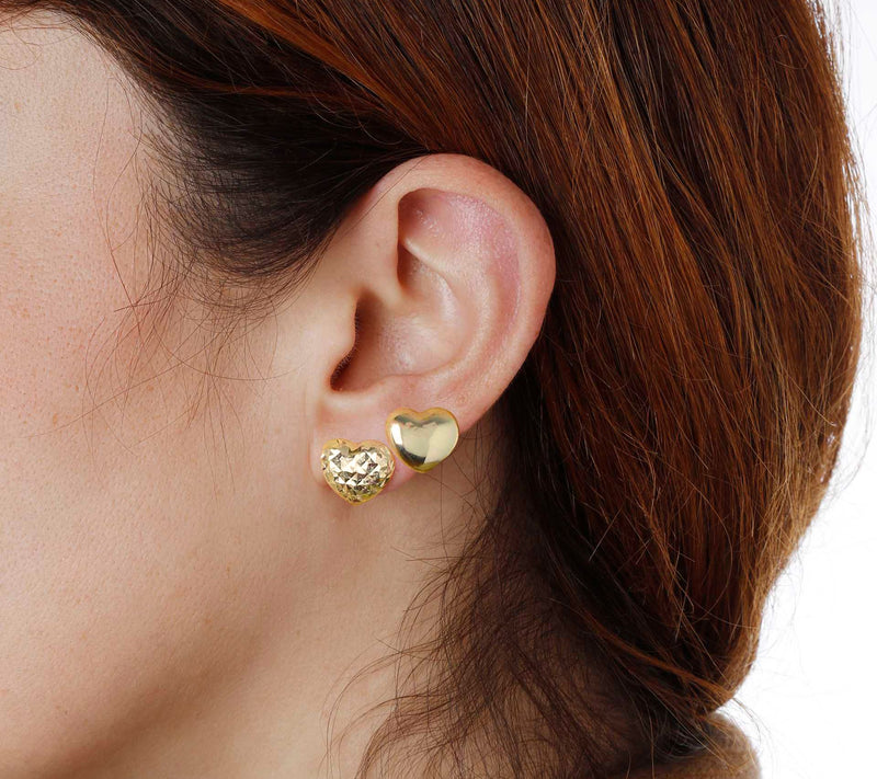 Bronzo Italia Polished Heart Stud Earrings — View 9