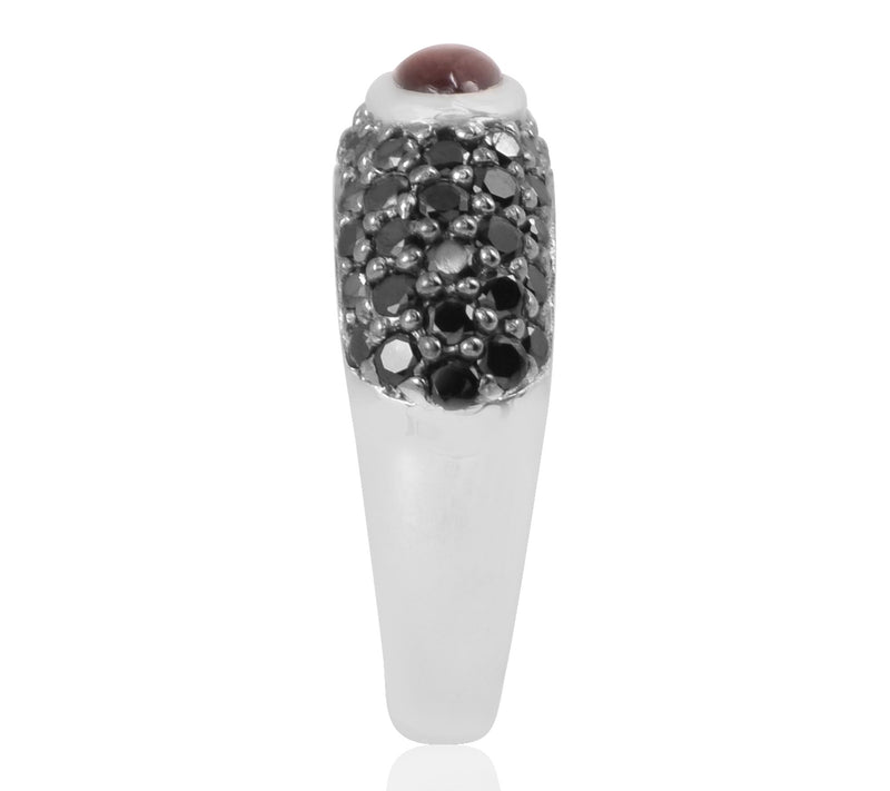 Sterling Silver Garnet & Black Spinel Ring — View 6