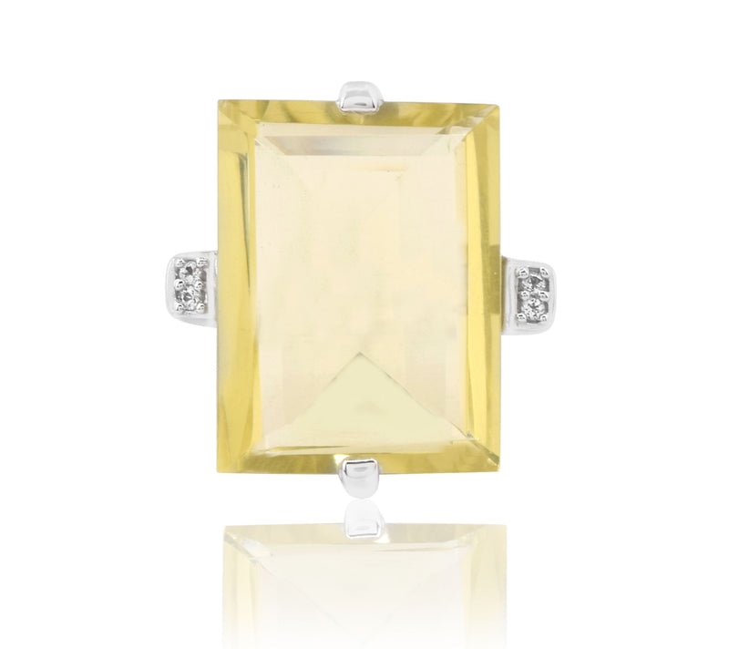 Sterling Silver Lemon Quartz & White Topaz Ring — View 4