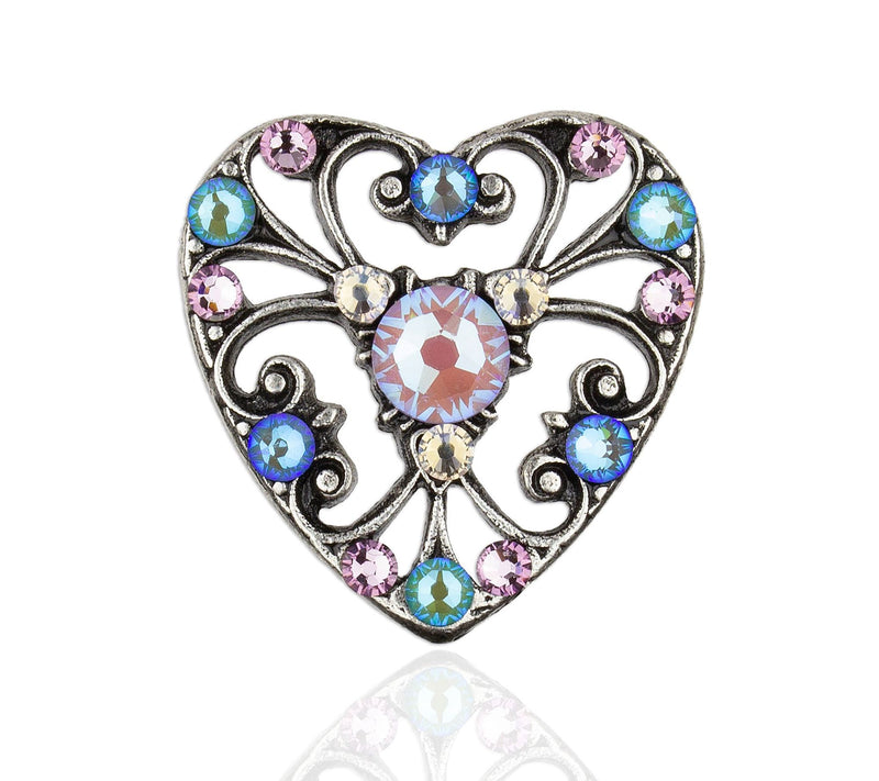 Anne Koplik Multi-Pastel Lace Heart Crystal Pin — Main view