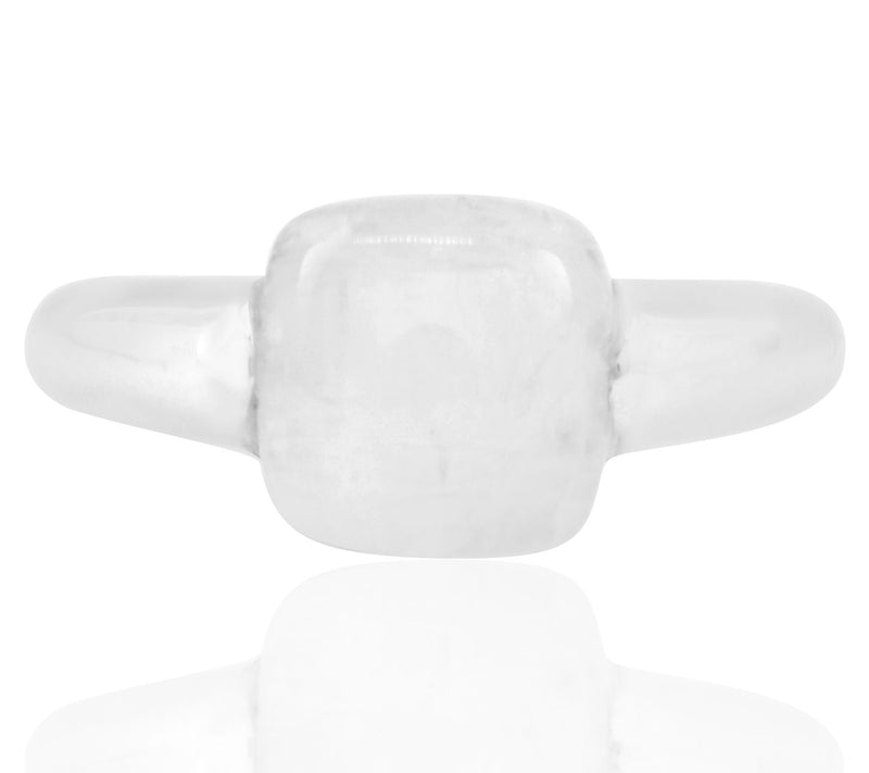Sterling Silver Cushion Cut Rainbow Moonstone Ring — View 4